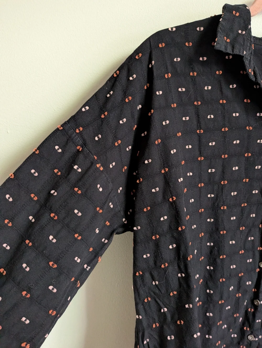 MALOJA Black Dots Cotton Casual Oversized Contemporary Button Front Shirt Large - Picture 3 of 12